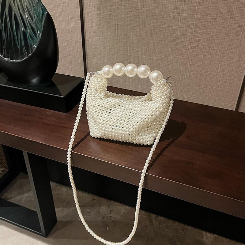 Yogodlns Handmade New Pearl Handbags For Women Fashion Trendy Portable Purse Party Shoulder Tote Bags