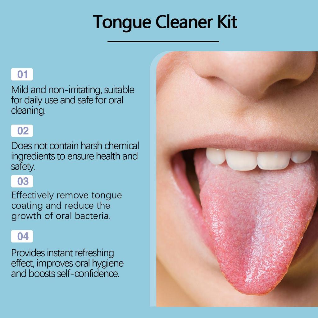 Tongue Cleaning Kit Easy Tongue Cleaning Hygiene Clean Odor Care Oral Care Kit