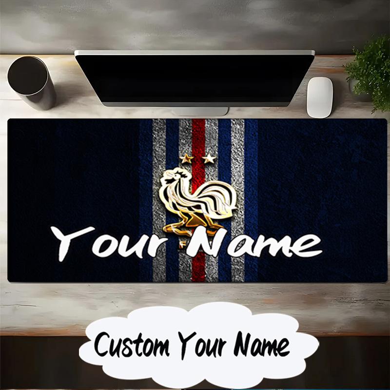 Custom Name Mouse pad France Football Emblem Mouse pad, Gaming Mouse Pad, keyboard pad, Desk Decor for computer notebook Fan Birthday Gift