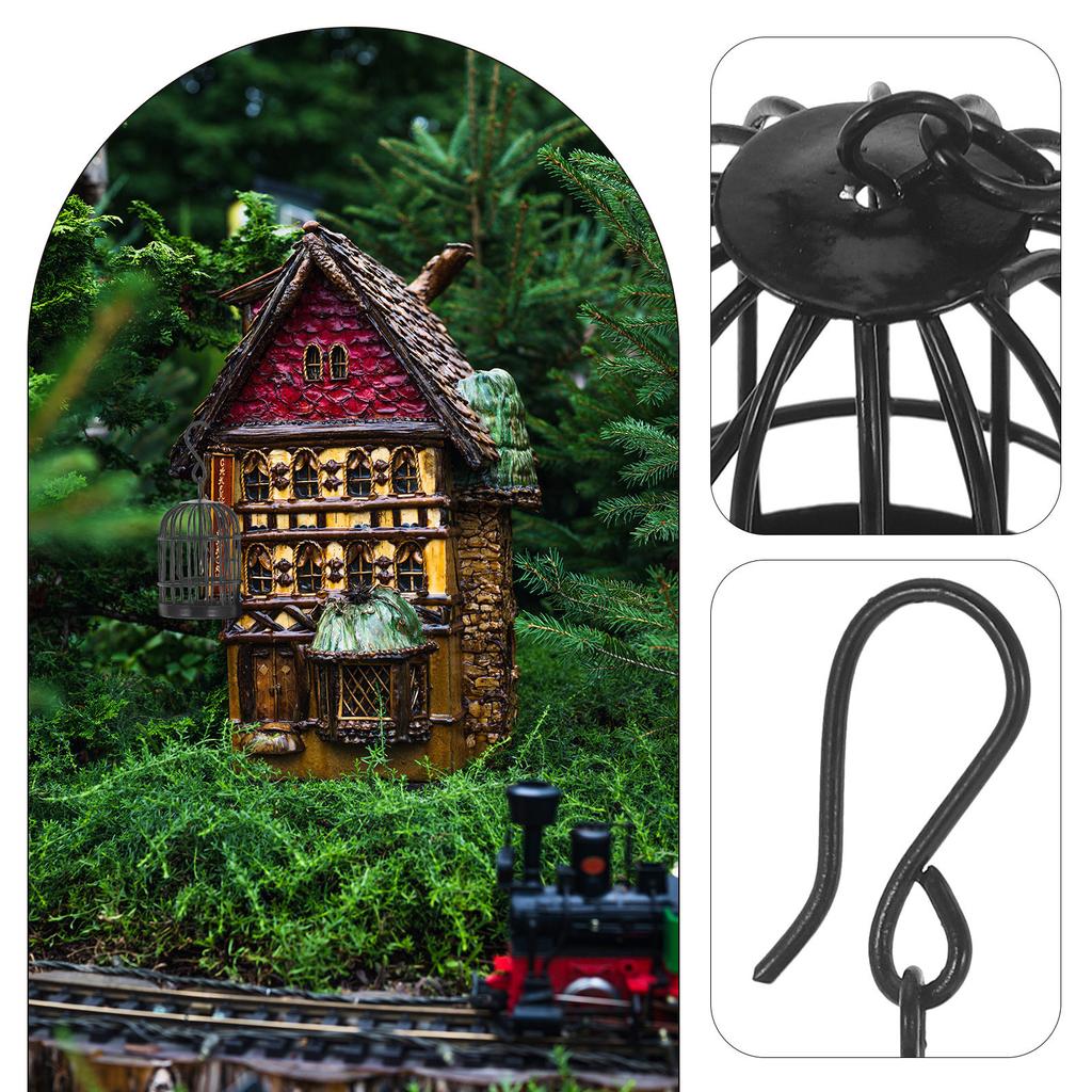 Miniature Iron Birdcage Vintage Hanging Decoration Compact Small Birdcage for Bonsai Micro Landscape Garden Ornament