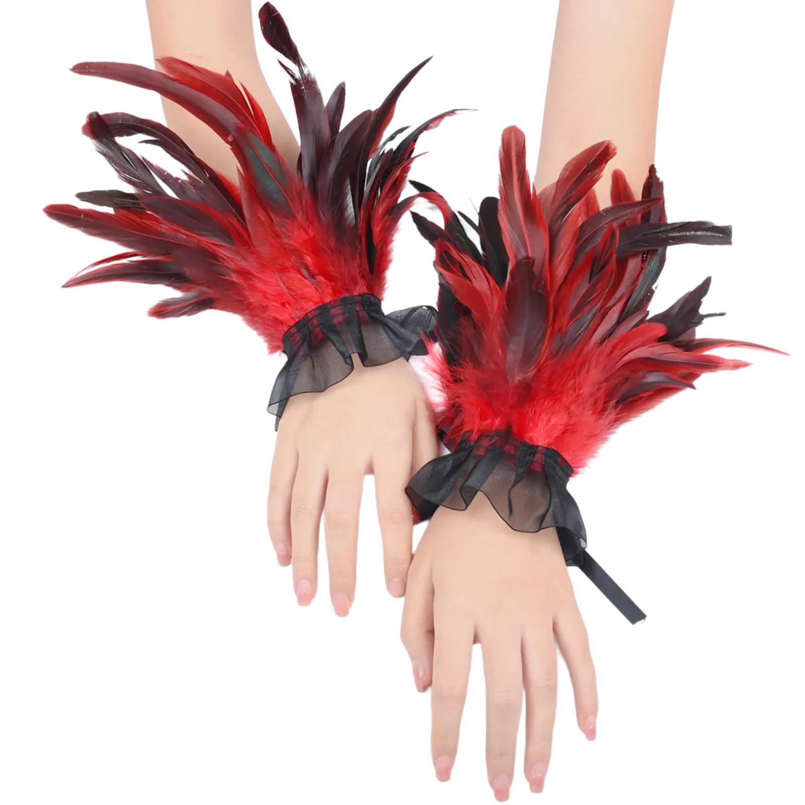 

Пернатые наручники женские панк-рукава для вечеринки на Хэллоуин украшения на запястье наручники для различных случаев красный