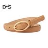 Women Belt Metal Oval Buckle Decor Multi Holes Design Adjustable Length Belt Imitation Leather Waist Strap Shirt Sweater Accessory