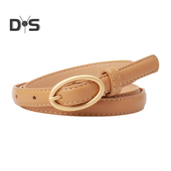 Women Belt Metal Oval Buckle Decor Multi Holes Design Adjustable Length Belt Imitation Leather Waist Strap Shirt Sweater Accessory