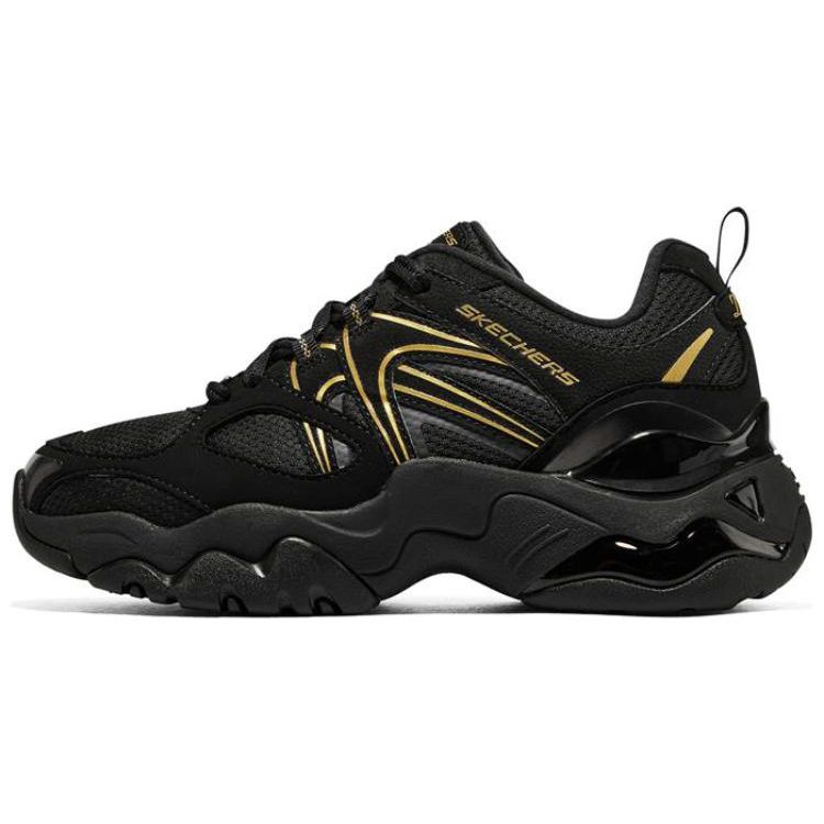 Skechers DLites 3.0 Air Fabric Sports Low-Top Lifestyle Shoes Women sneakers Black Gold 896150-BBK 38