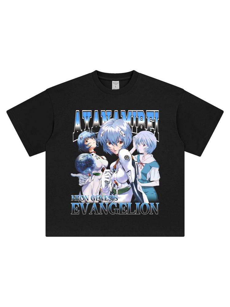 EVA New Century Gospel Warrior Anime Printed Short Sleeve Lingpoli Retro Men's T-Shirt Summer New Streetwear