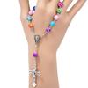Christianity Goddess Jesus Cross Pendant Colorful Beads Chain Women Bracelet