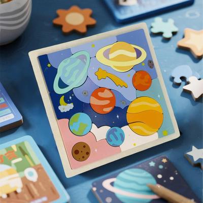 Wooden Puzzles for Kids Early Education Toy Portable Solar System Children Puzzle Age 4+