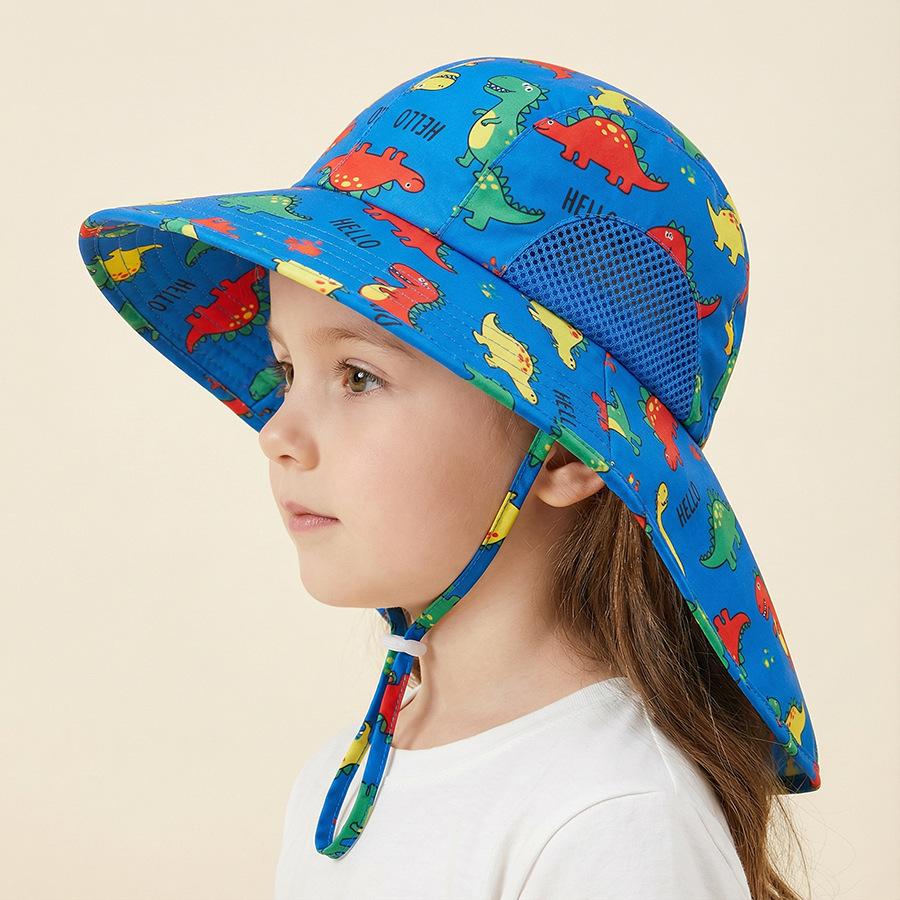 Side net fabric children's sun hat with side mesh, export sun hat, sun protection shawl hat, large brim