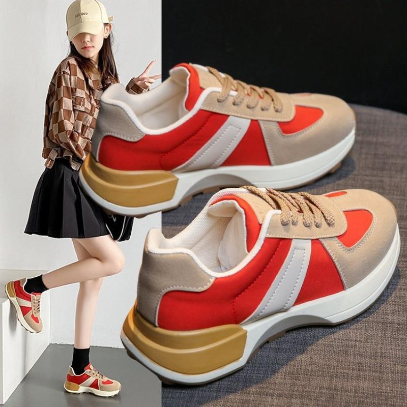 New spring sports and leisure shoes hot-selling muffin color matching dad shoes platform red versatile women