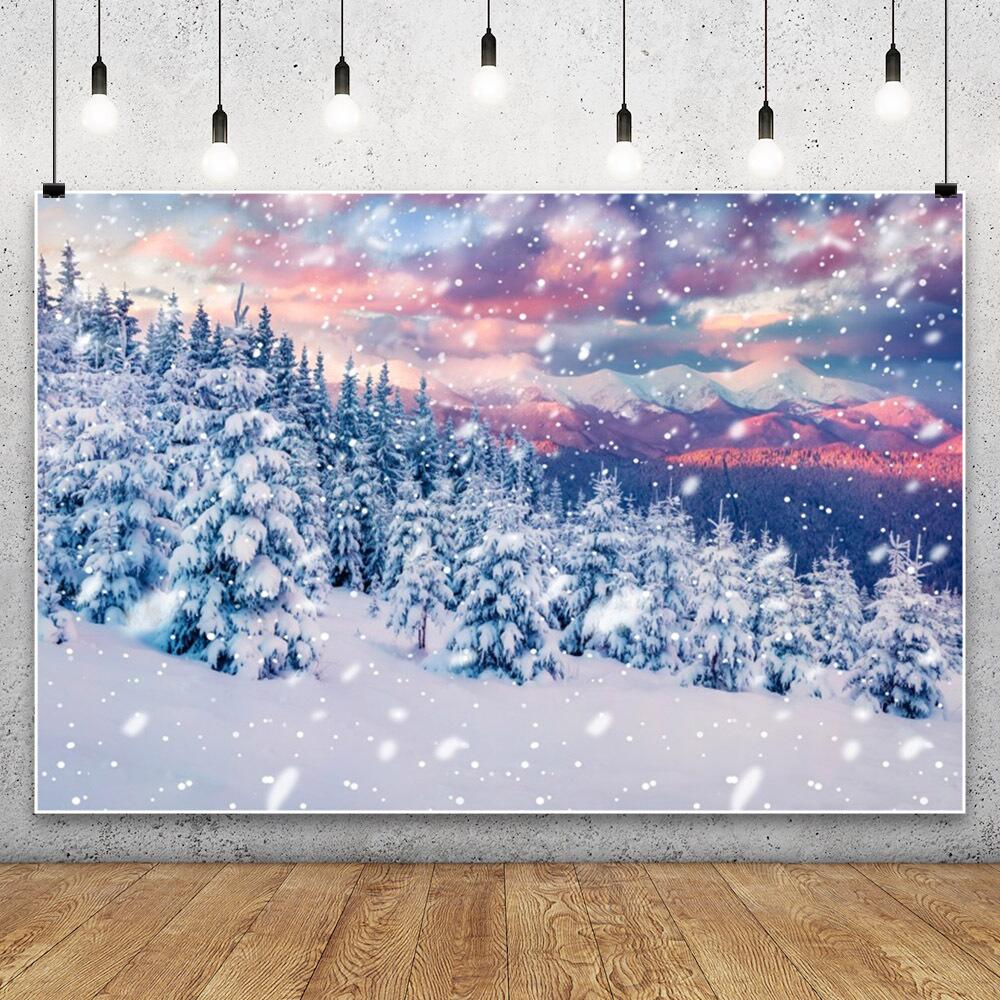 Winter Snowflake Christmas Photography Backdrop Decor Xmas Pine Tree Snowman Glitter Merry Christmas Party Photo Background Prop