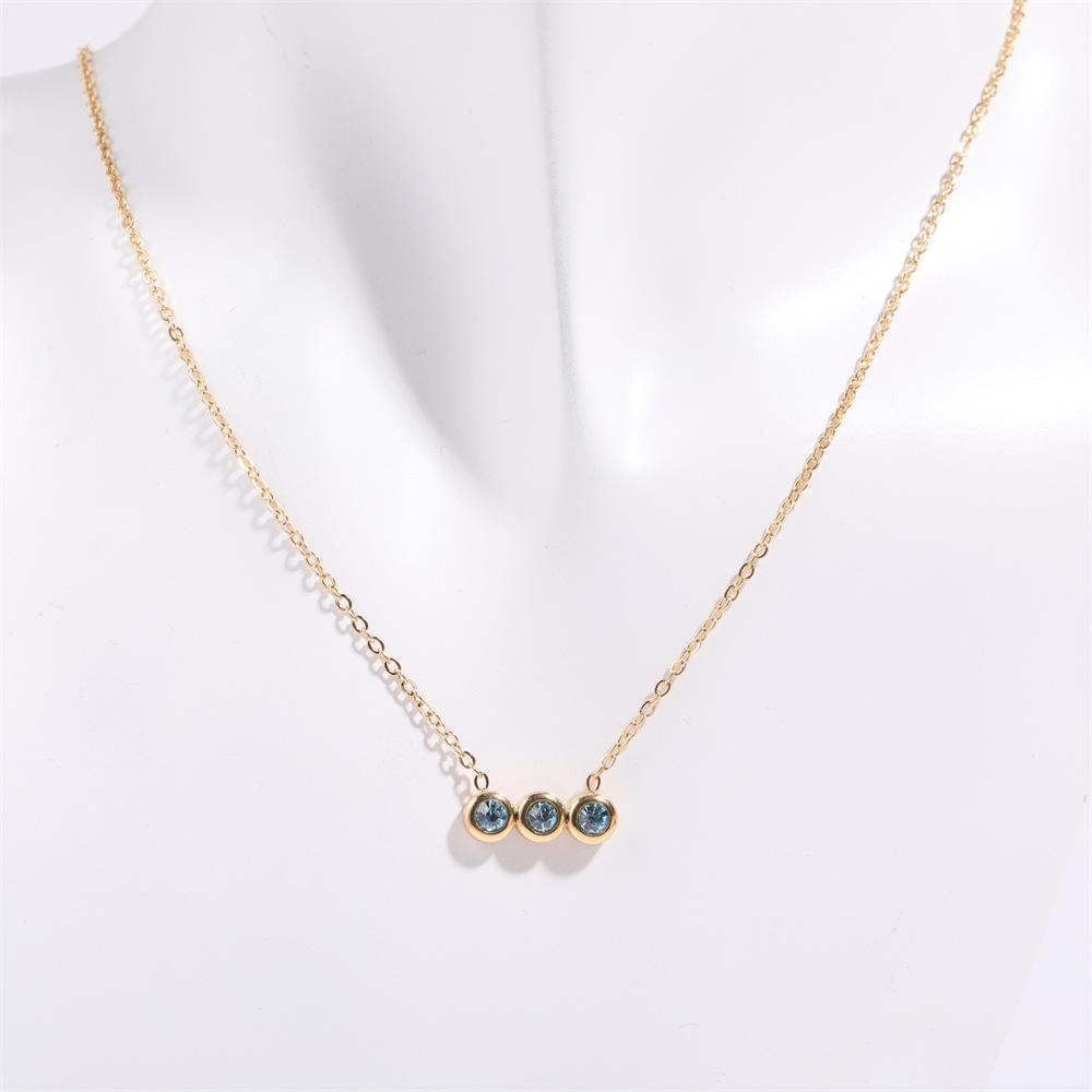 

Titanium Steel High Color Retention Juxtaposed With Three Round Birthday Stone Necklaces Inlaid With Zircon 12 Birthday Stone Pendant Collarbone