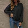 Fall Casual Drop Shoulder V Neck Oversized Sweatshirts Womens Fleece Long Sleeve Pullover Top Outfits