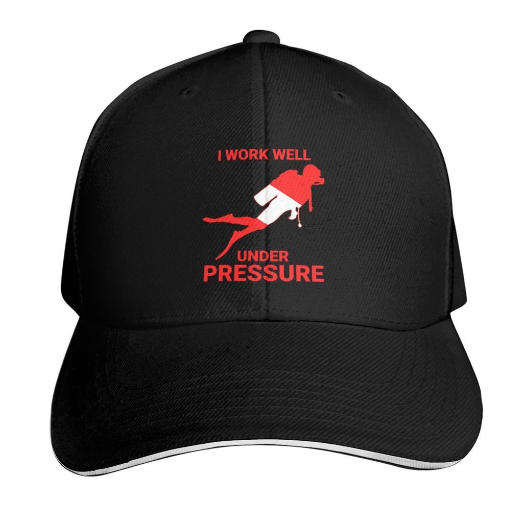 I work well under pressure Scuba Diving Diver Down Baseball Cap Golf Hat Unisex Funny hats hard hat Wild Ball Hat Womens Unisexs