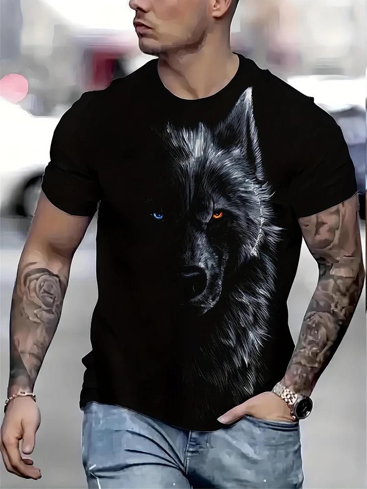 

New Retro Style 3D Wolf Print Men s T-shirt Summer Daily Men s Casual T Shirt Outdoor Street Men Fashion Street Short Sleeve Tee 6XL