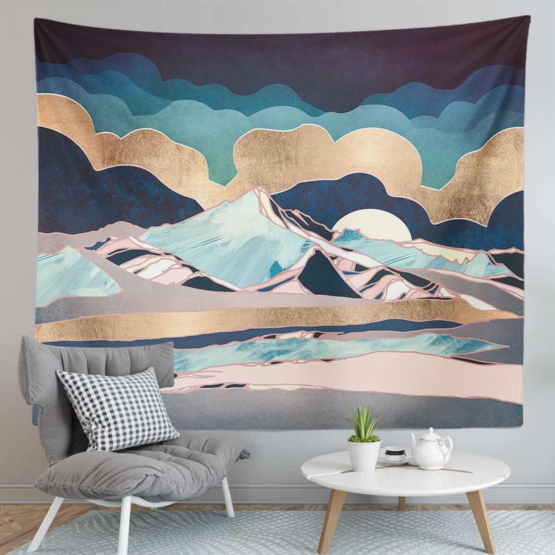 Karda Sunrise Mountain Print Pattern Tapestry Home Living Room Bedroom Wall Decor Backdrop Cloth Tapestry