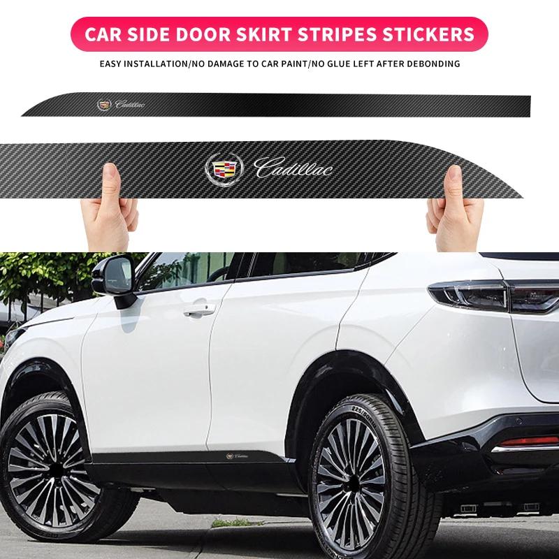 BEMEI1 2Pcs Side Skirt Sill Stripe Body Decals Sticker for Cadillac CT5 STS XLR CT4 GT4 SLS SLR XT6 Escalade XT4 XT5 SRX XTS ELR BLS