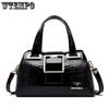 WTEMPO 2 Layer Large Capacity Tote Bag Luxury Handbags Women Bags Designer Crocodile Pattern Ladies Boston Shoulder Bag High Quality
