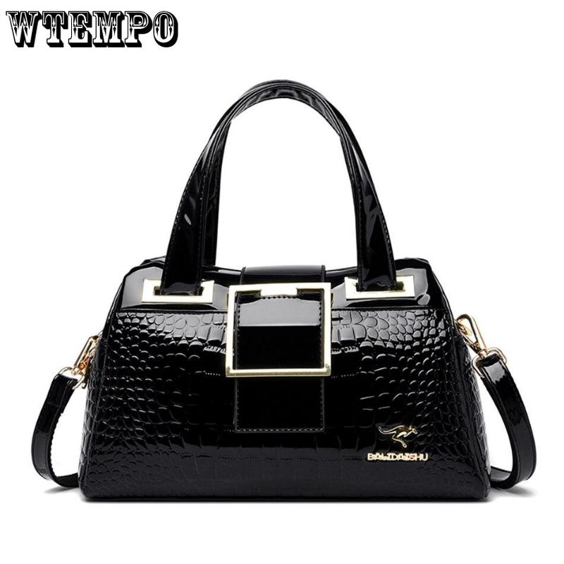 WTEMPO 2-schichtige Große Kapazität Einkaufstasche Luxus Handtaschen Frauen Taschen Designer Krokodil Muster Damen Boston Schulter Tasche Hohe Qualität