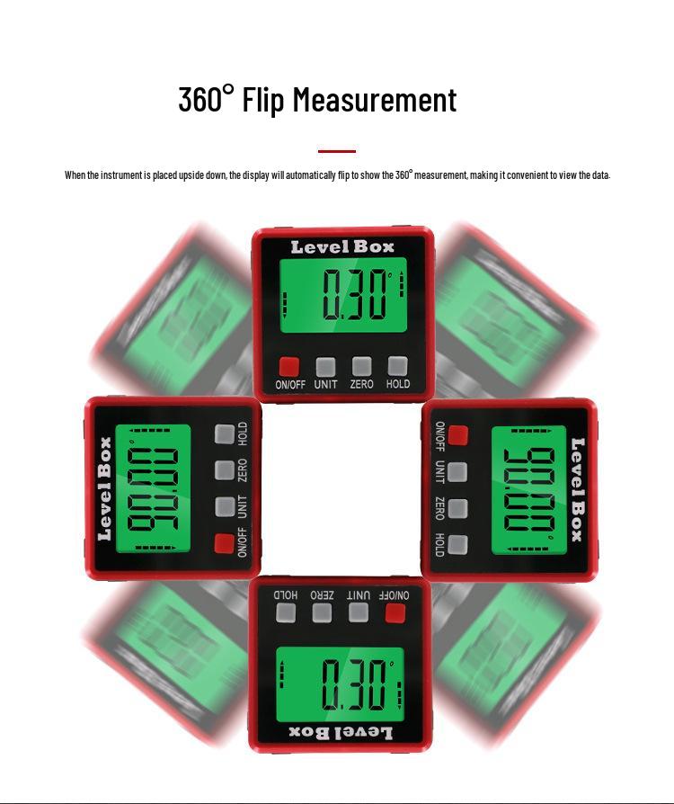 Digital Inclinometer with Backlight and Strong Magnetic Base