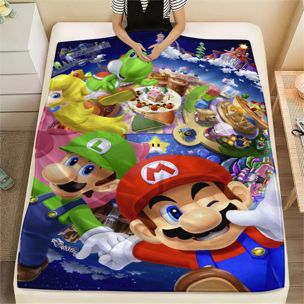 Super Mario Cartoon printing Flannel Blanket Bedroom Sofa Camping Warm blanket Gifts for family and friends-MJ010