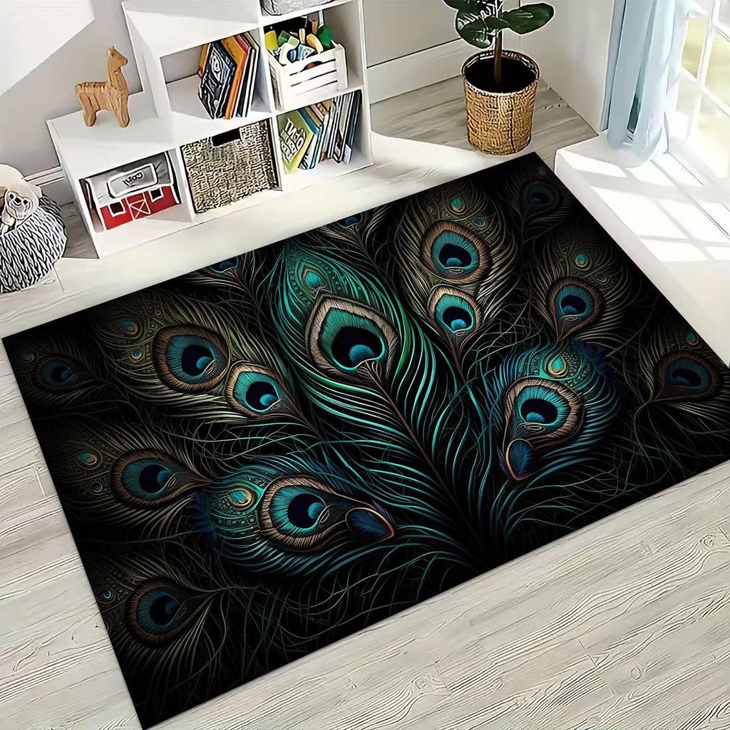 3D Colorful Peacock Romantic Birds Rug for Bedroom Living Room Sofa Home Doormat Decor,Larger Kid Play Non-slip Floor Mat