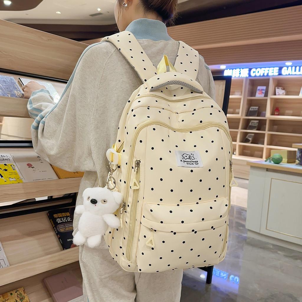 College Wave Point Backpack Junior Senior High School Lightweight Schoolbag Large Capacity Backpack