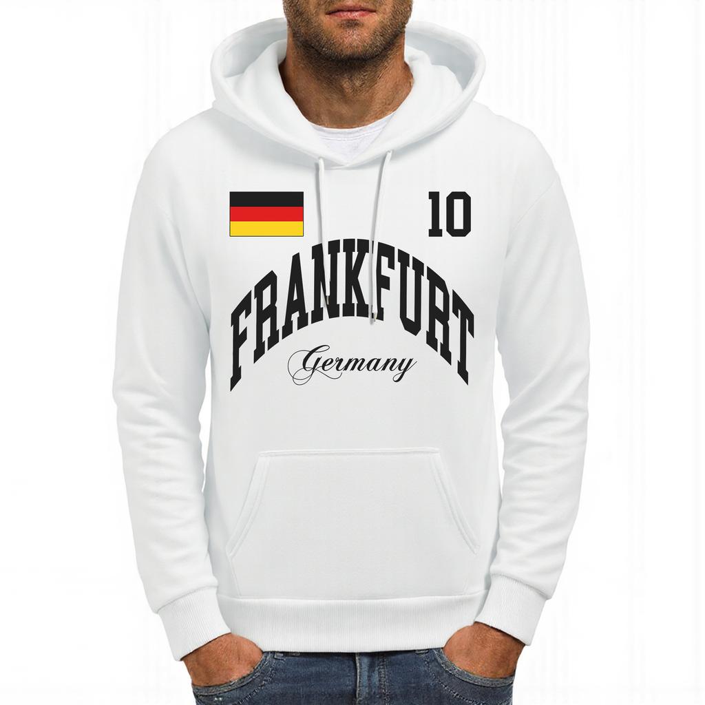 Frankfurt Deutschland Flagge Buchstabenaufdruck Herren Kapuzenpullover Fleece Hoodies Tasche Locker Sportbekleidung Bequem Mehrfarbig Herren Hoodie