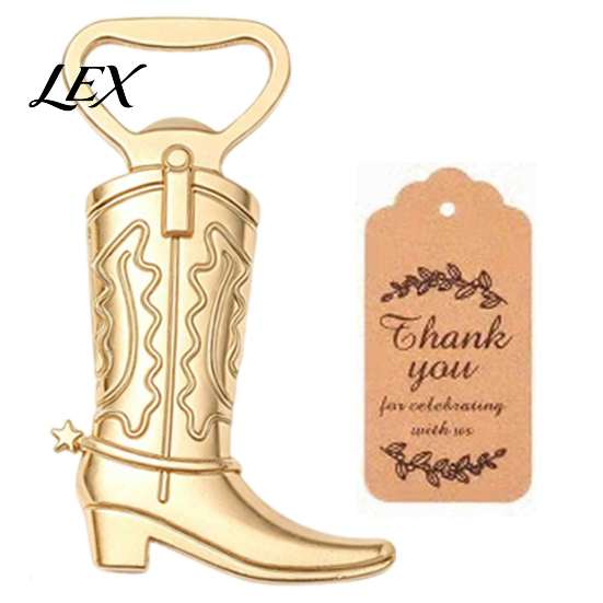 Country Themed Wedding Souvenirs Cowboy Boot Bottle Opener, Durable Zinc Alloy Western Theme Openers with Style Party Giveaways Thank You Card, Unique