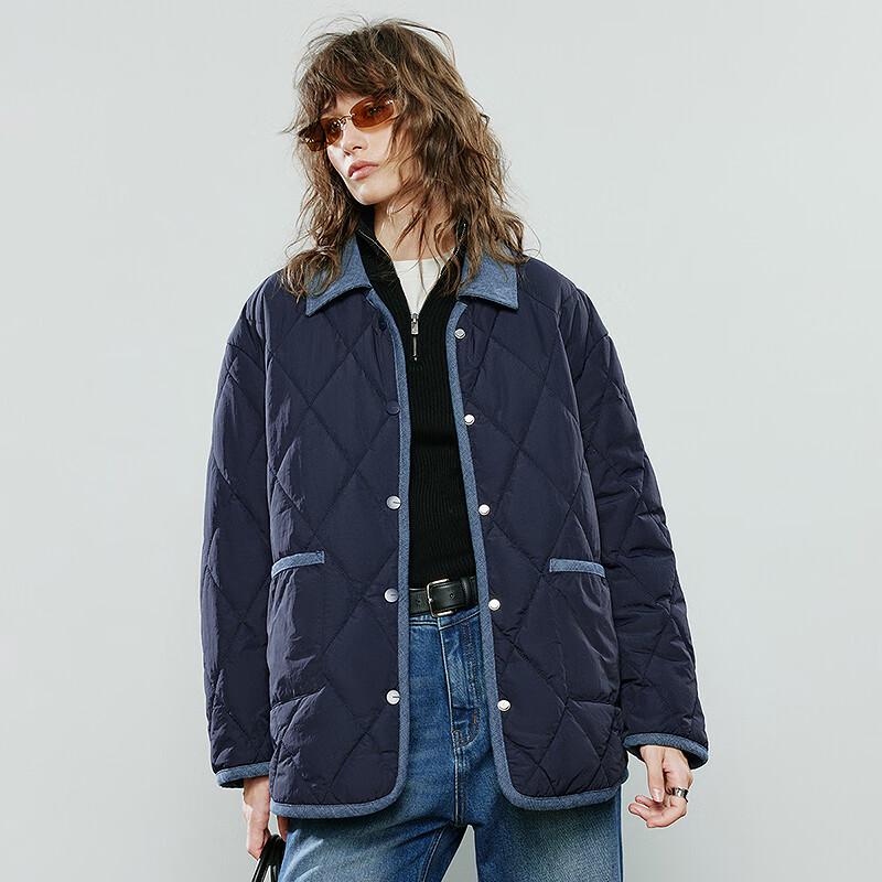 Chuyu Women's Color Block Diamond Padded Winter Coat