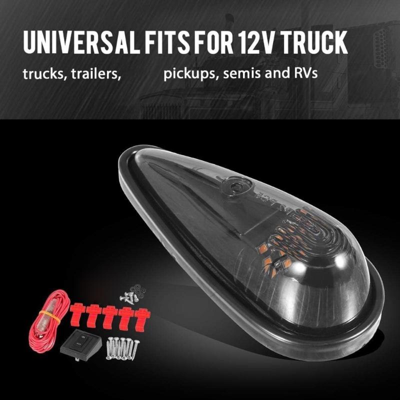 5Pcs Roof Running Top Marker Lights Cab Lights Teardrop Cab Lights Waterproof Truck Cab Marker Lights for Truck