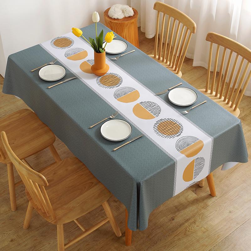 Tablecloth Fabric Waterproof And Oil-Proof Leave-In Rectangular Tablecloth Dining Table Cloth Coffee Table Pvc Student Desk Mat