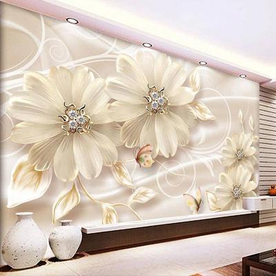 Fototapete 3D-geprägte europäische Luxus-Schmuck-Blumen-Tapete für Schlafzimmer, Wohnzimmer, Sofa, Hintergrund, Wand, Heimdekoration