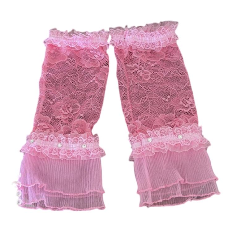 Delicate Rhinestones Embroidered Gloves Soft Nylon Arm Sleeves For Daily Fashion Evening Event