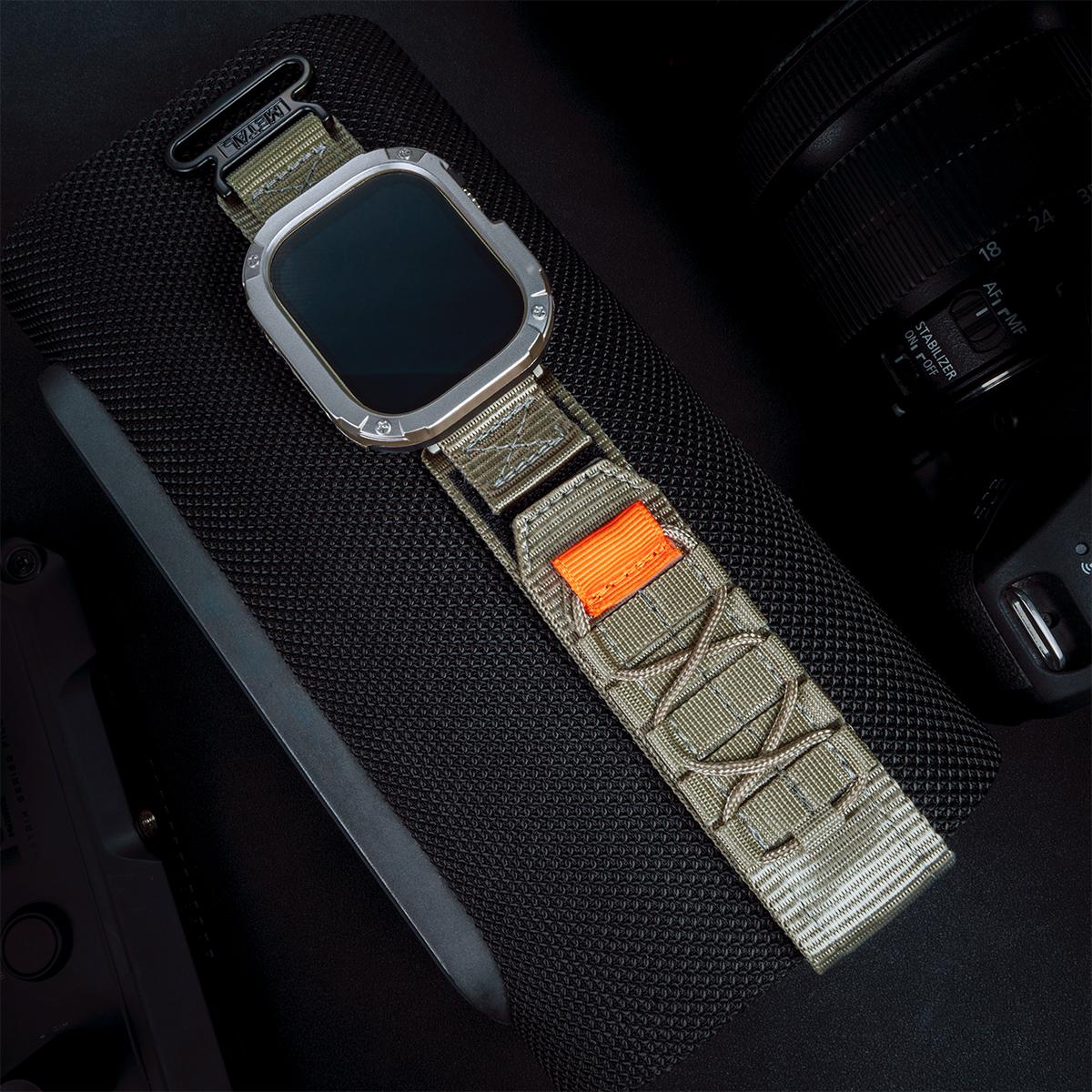 

Тактический нейлоновый ремешок, подходящий для ремешка Apple Watch Ultra 2 49 мм 44 ТПУ противоударный чехол, подходящий для iwatch Series 9 8 7 6 SE 5 4 40 41mm