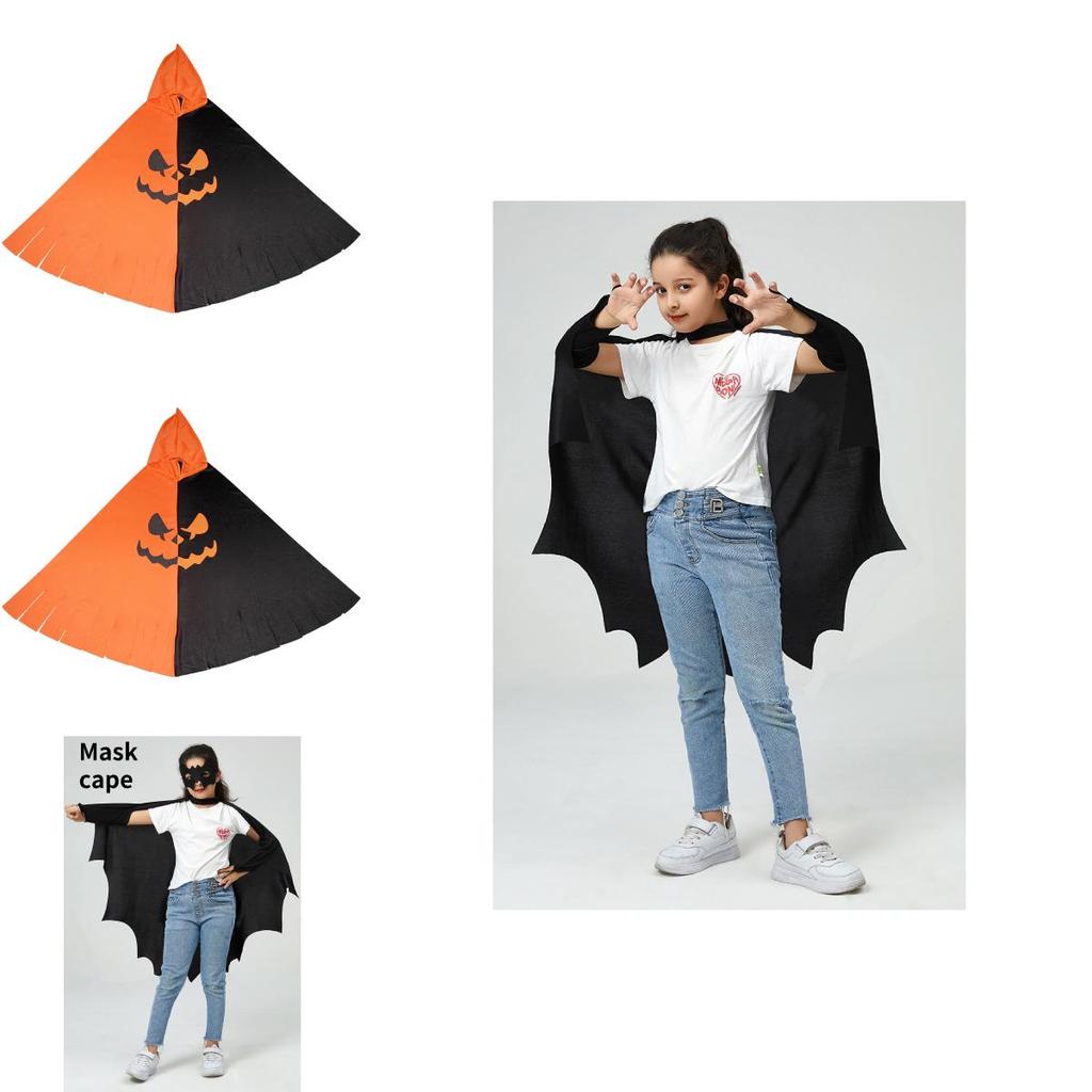 Halloween Cosplay Costume Kids Pumpkin Bat Cloak With Printed Design For Children Teens Adults