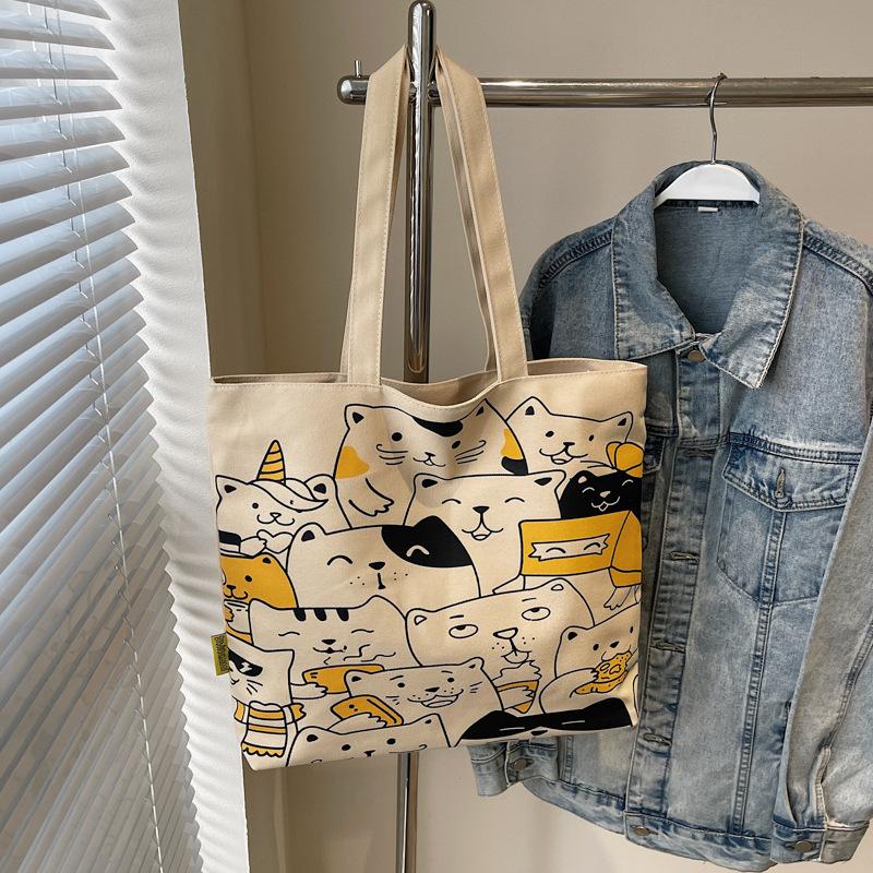 Tote Bag Women's Summer New Cute Cartoon Large-capacity Student Commuter Bag Shoulder Canvas Bag