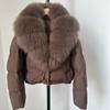 Womens Short Warm Puffer Coat With Real Fox Fur Collar Lightweight Down Jacket Winter Urban Commute