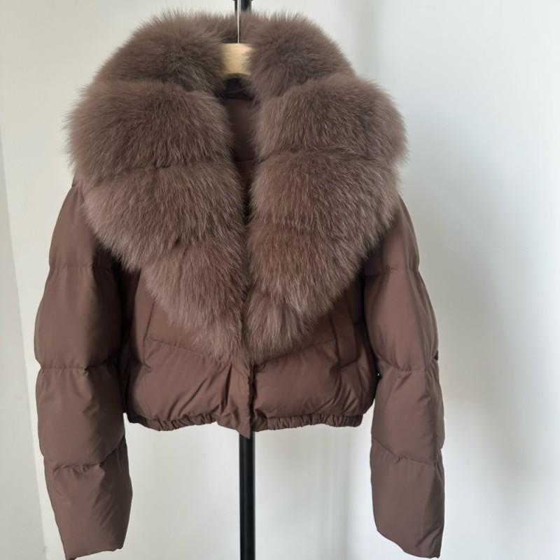Womens Short Warm Puffer Coat With Real Fox Fur Collar Lightweight Down Jacket Winter Urban Commute