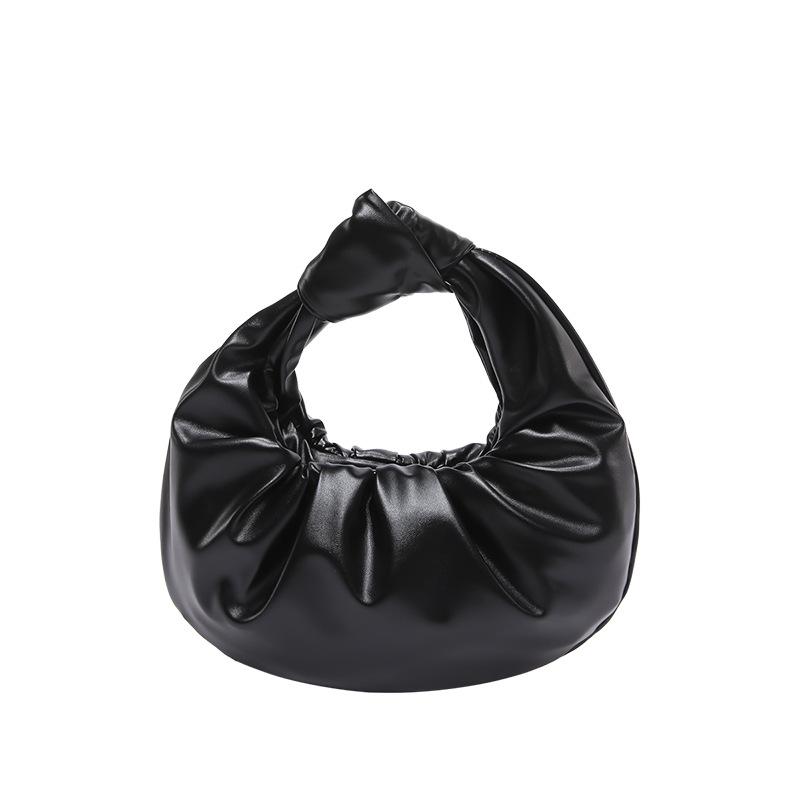 

Простая плиссированная сумка в стиле ретро в форме полумесяца 2024 года, новая корейская версия, модная нишевая дизайнерская сумка чёрный