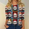 Women's Fashionable Casual Three-Quarter Sleeve Christmas Print Round Neck Top