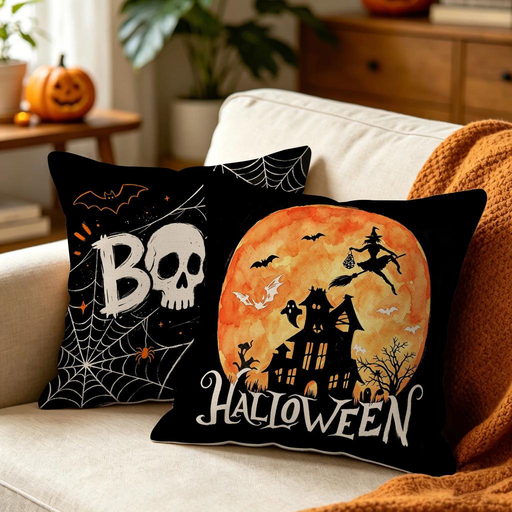 1pcs Halloween Printed Throw Pillowcase Cojines Scary Atmosphere Cushion Cover Living Room Decorative Sofa Pillow Covers 11x11cm