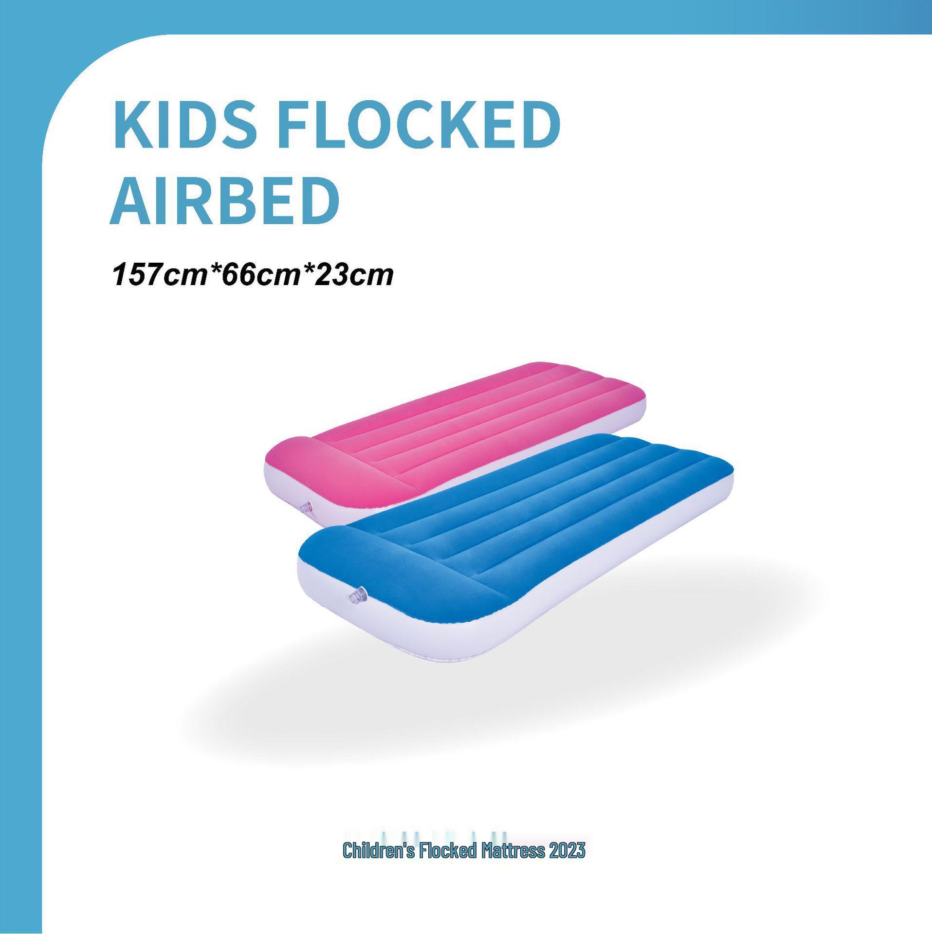 JILONG Portable Elevated Children s Inflatable Bed, Foldable Flocking Air Mattress for Lazy Breaks.