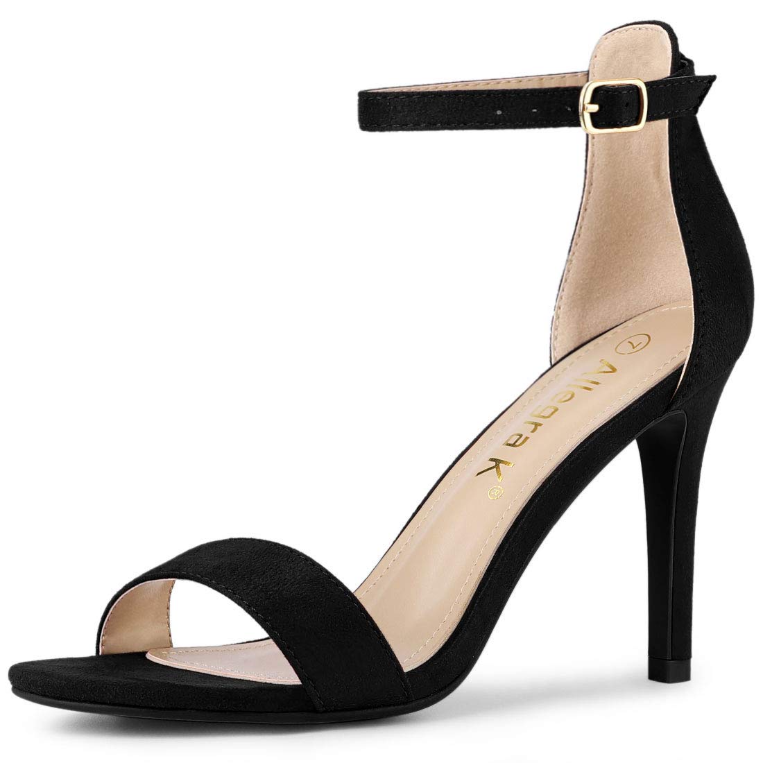 

Allegra K Ankle Strap Sandals, Suede, High Heel, Stiletto Heel, Women s, Black, Size 26.0 cm