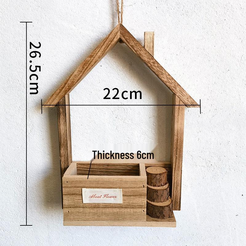 European-style Wooden Wall Hanging Flower Basket with Macrame