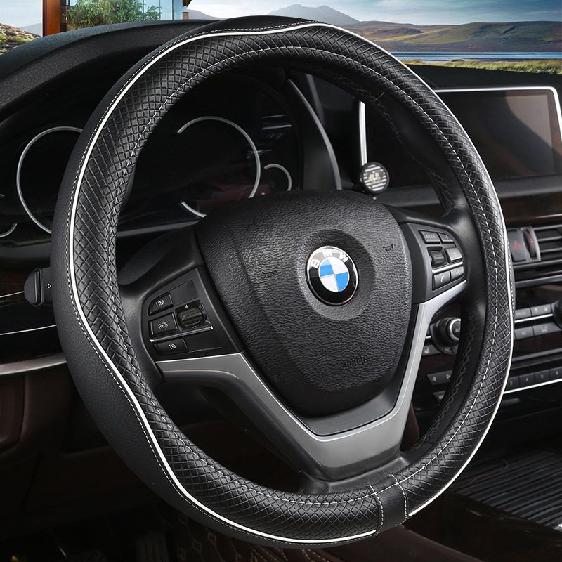 Wheel Cover, Genuine Leather, Suitable for All Seasons, Non-Slip, Wear-Resistant, Breathable, Sweat-Absorbent, Summer Car Steering Wheel Cover