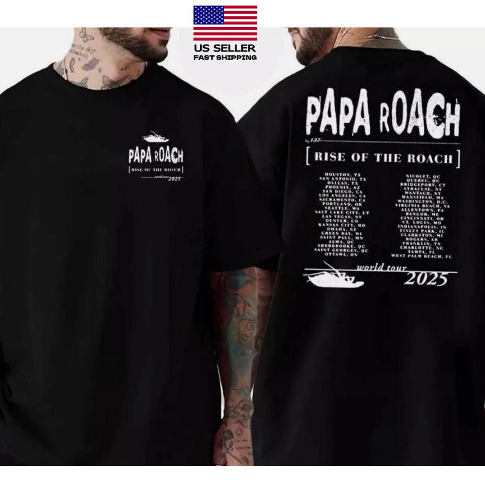 

Papa Roach Rise Of The Roach 2025 North American Tour T-Shirt, fan gift Fastship Unisex T-Shirt L