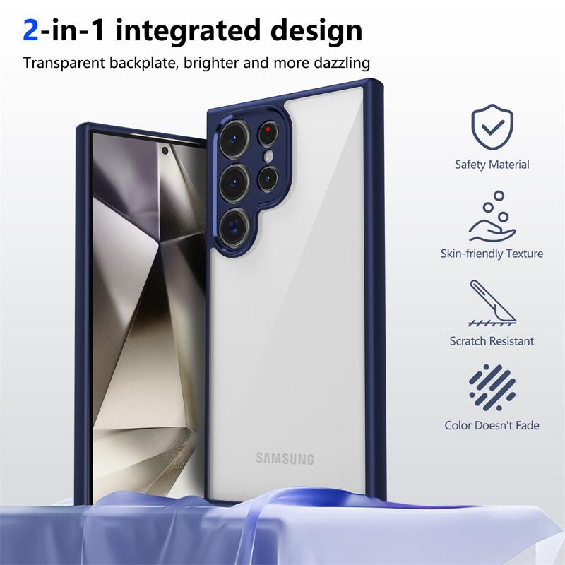 For Samsung Galaxy S24 Ultra Case Plating Silicone Bumper Shockproof Clear Back Cover Hard Phone Case for Samsung S24Ultra S928B