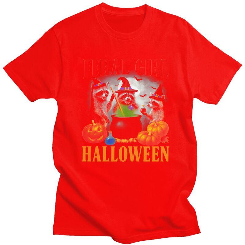 

Feral Girl Halloween Raccoon T Shirt for Men Tshirt Fashion Sumer Style Short Sleeve Tee Shirt Slim Fit S