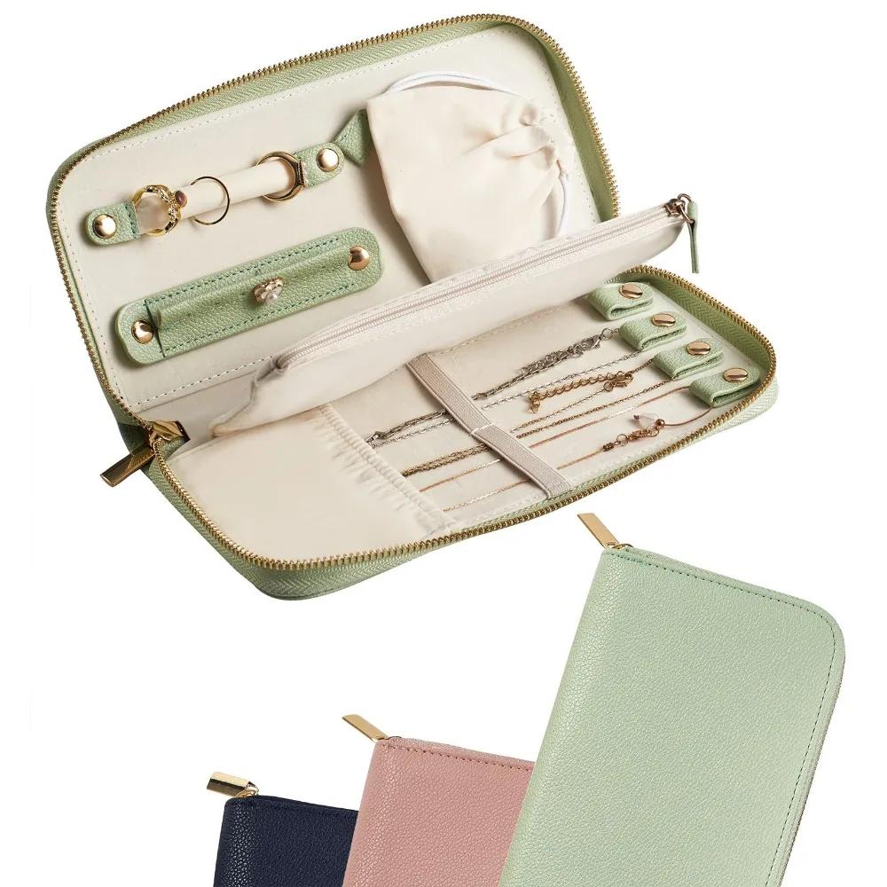 Foldable Jewelry Organizer with Zipper Tangle-free Jewelry Storage Case Portable Large Capacity Storage Bag for Rings//Earrings