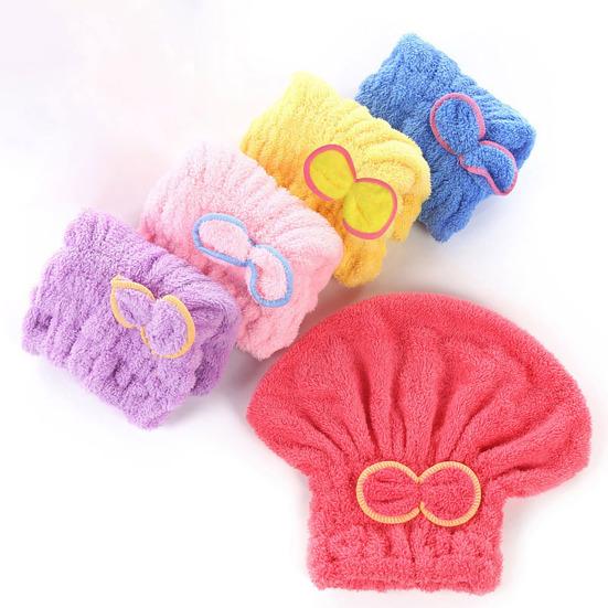Bowknot Water Absorbent Quick Hair Drying Cap Bathing Hat Tool Drying Head Towel